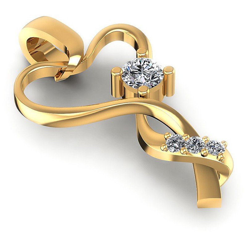 Round Diamonds 0.35CT Heart Pendant in 14KT Yellow Gold