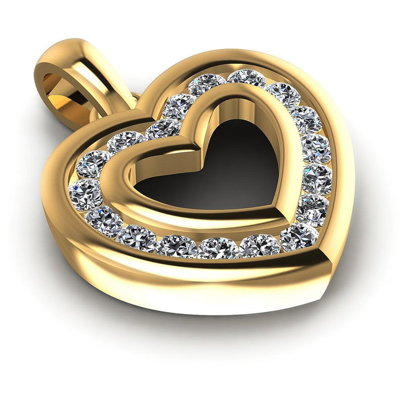 Round Diamonds 0.25CT Heart Pendant in 14KT Yellow Gold