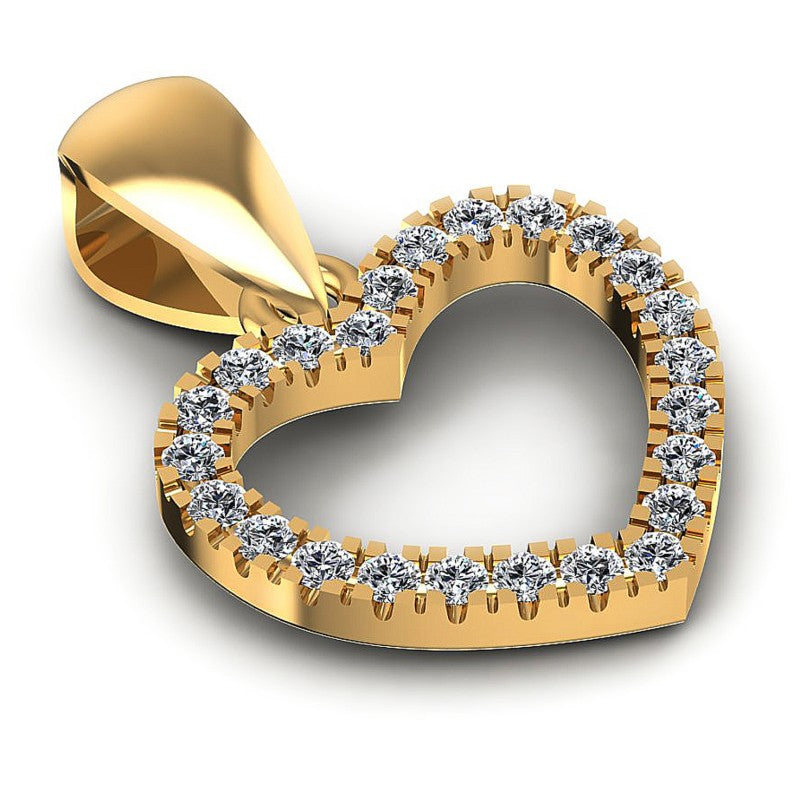 Round Diamonds 0.15CT Heart Pendant in 14KT Yellow Gold