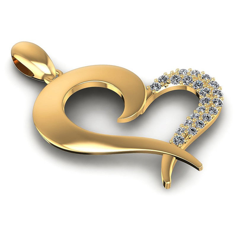Round Diamonds 0.20CT Heart Pendant in 14KT Yellow Gold