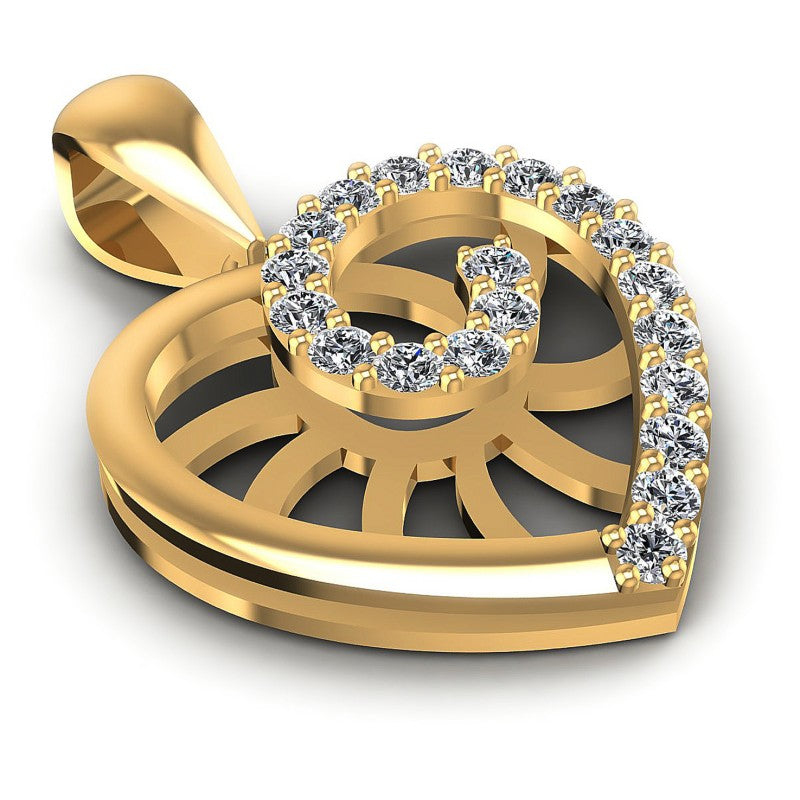 Round Diamonds 0.50CT Heart Pendant in 14KT Yellow Gold