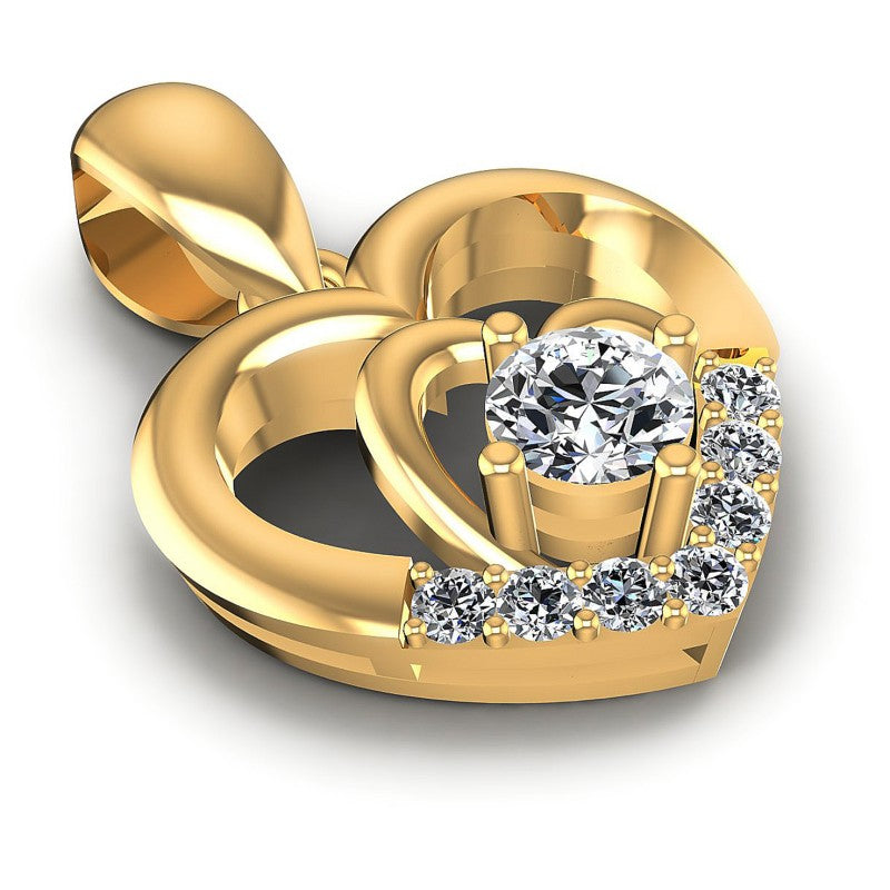 Round Diamonds 0.30CT Heart Pendant in 14KT Yellow Gold