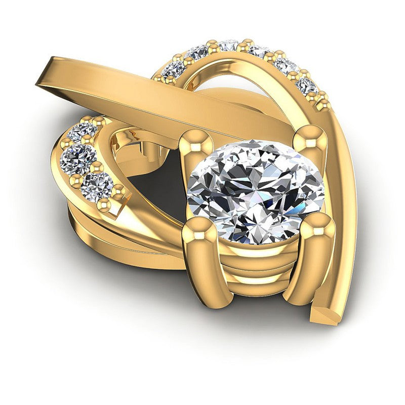 Round Diamonds 0.65CT Heart Pendant in 14KT Yellow Gold
