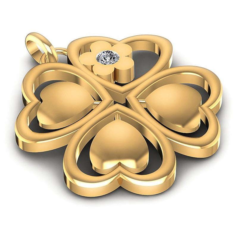 Round Diamonds 0.05CT Heart Pendant in 14KT Yellow Gold