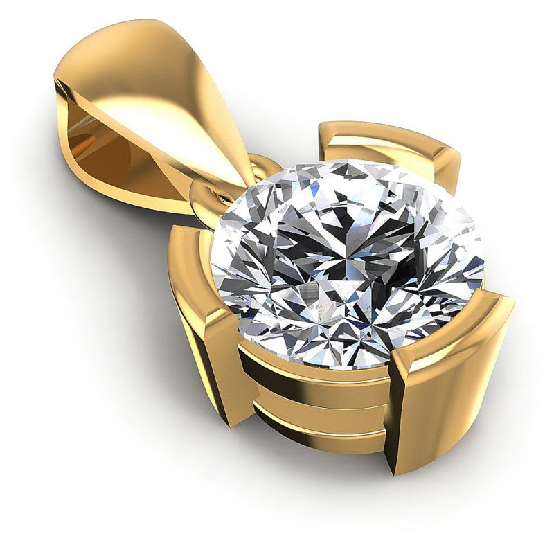Round Diamonds 0.35CT Solitaire Pendant in 14KT Yellow Gold