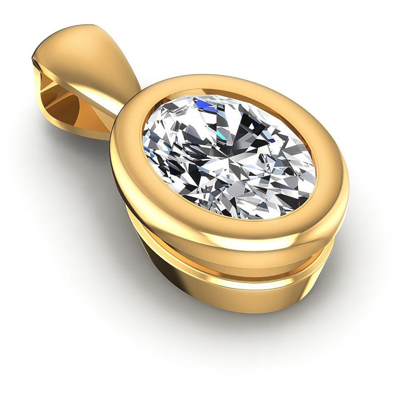 Oval Diamonds 0.35CT Solitaire Pendant in 14KT Yellow Gold