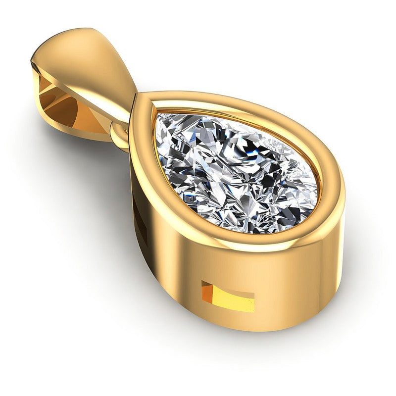 Pear Diamonds 0.35CT Solitaire Pendant in 14KT Yellow Gold