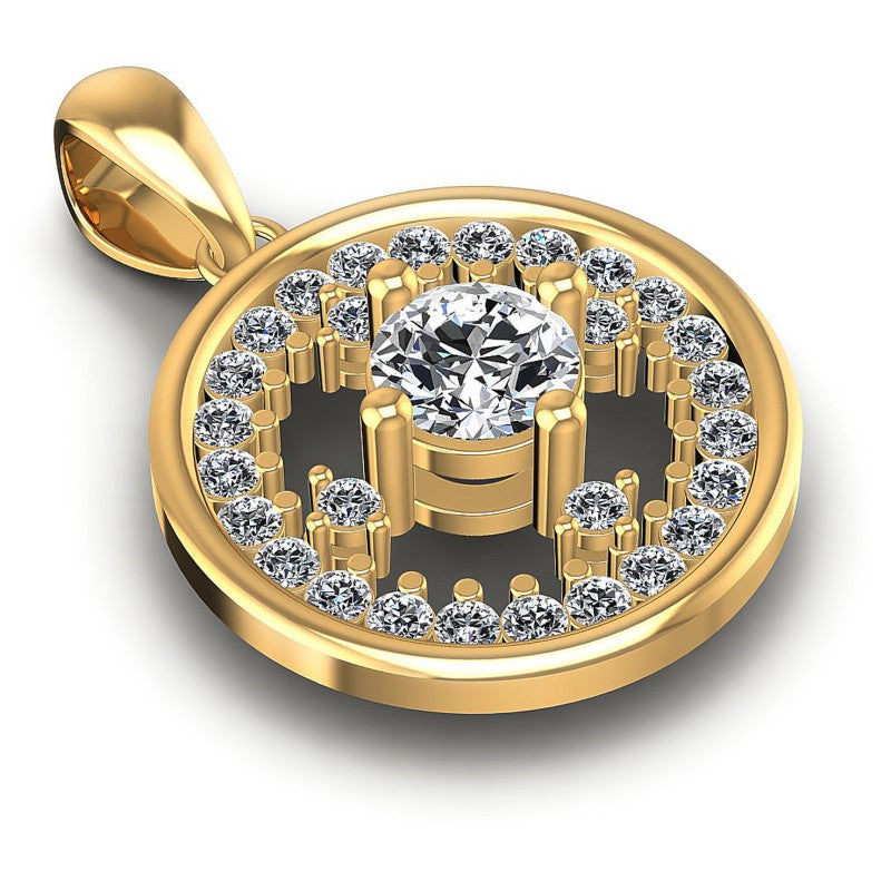 Round Diamonds 0.90CT Fashion Pendant in 14KT Yellow Gold