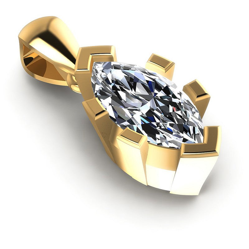 Marquise Diamonds 0.35CT Solitaire Pendant in 14KT Yellow Gold