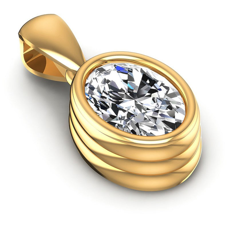 Oval Diamonds 0.35CT Solitaire Pendant in 14KT Yellow Gold