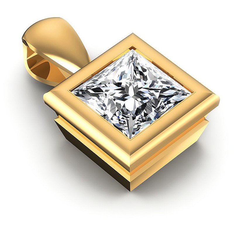 Princess Diamonds 0.35CT Solitaire Pendant in 14KT Yellow Gold
