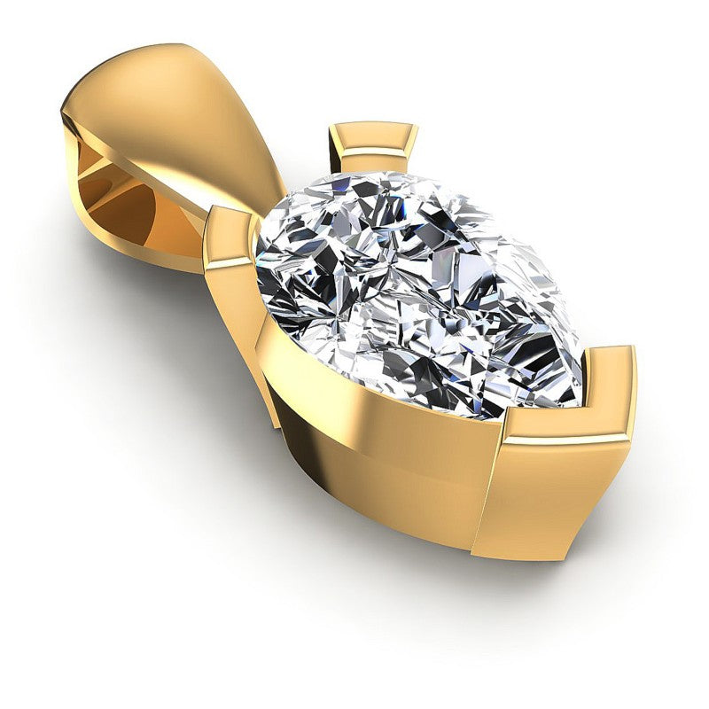 Pear Diamonds 0.35CT Solitaire Pendant in 14KT Yellow Gold