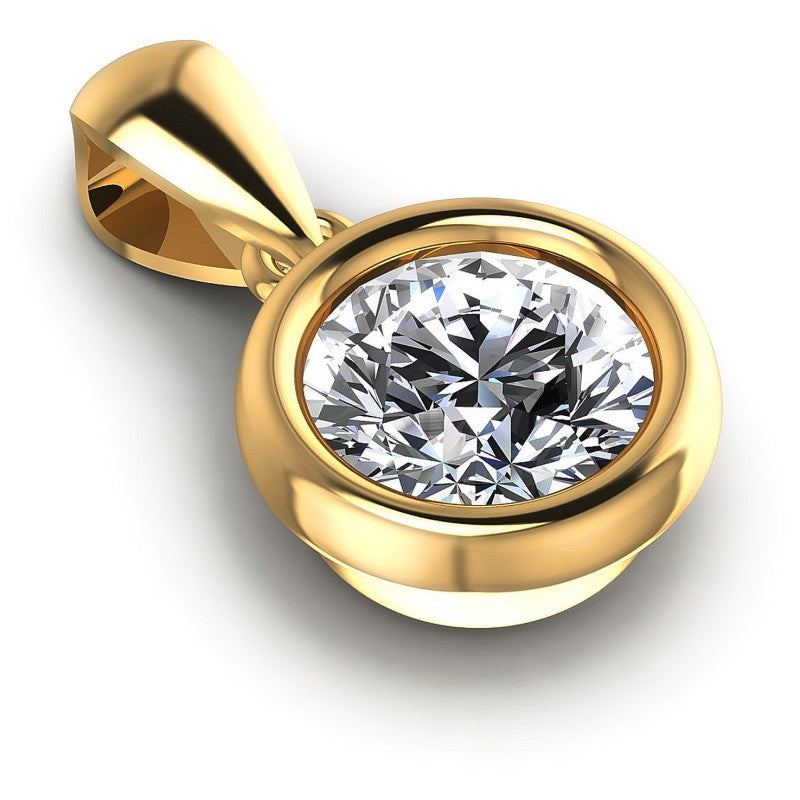 Round Diamonds 0.35CT Solitaire Pendant in 14KT Yellow Gold