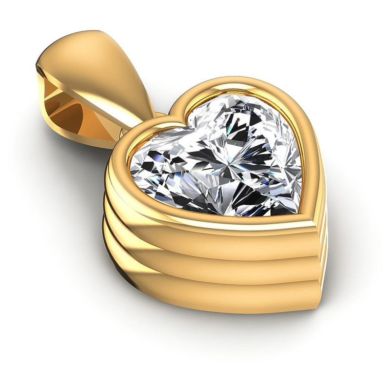 Heart Diamonds 0.35CT Solitaire Pendant in 14KT Yellow Gold