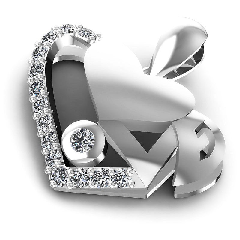 Charming Round Diamonds 0.25CT Heart Pendant