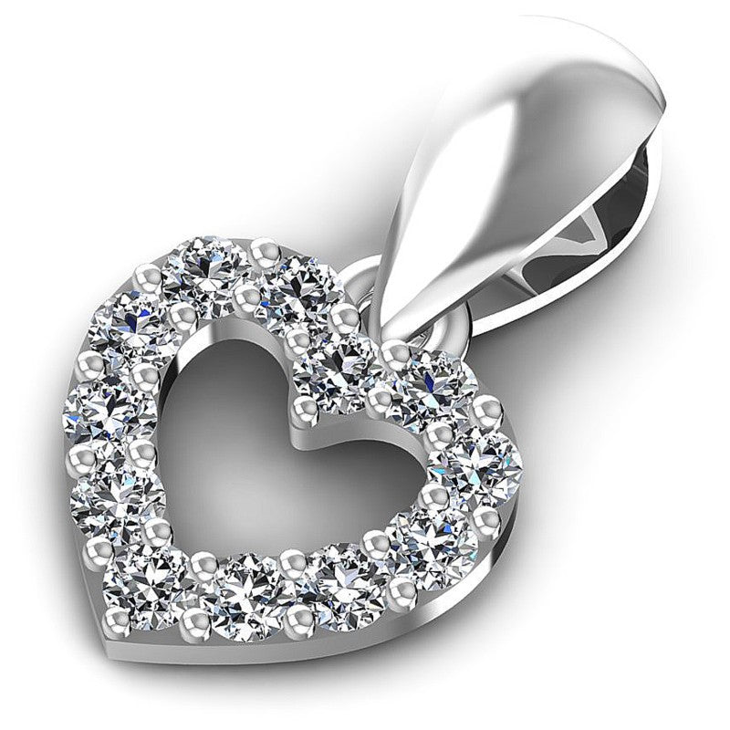 Round Diamonds 0.15CT Heart Pendant in 14KT Rose Gold