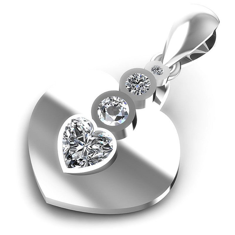 Round and Heart Diamonds 0.45CT Heart Pendant in 14KT Rose Gold