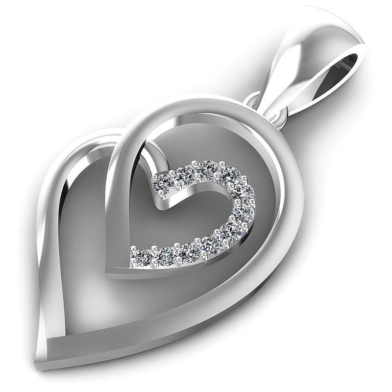 Round Diamonds 0.10CT Heart Pendant in 14KT Rose Gold