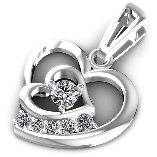 Timeless Round Diamonds 0.25CT Heart Pendant