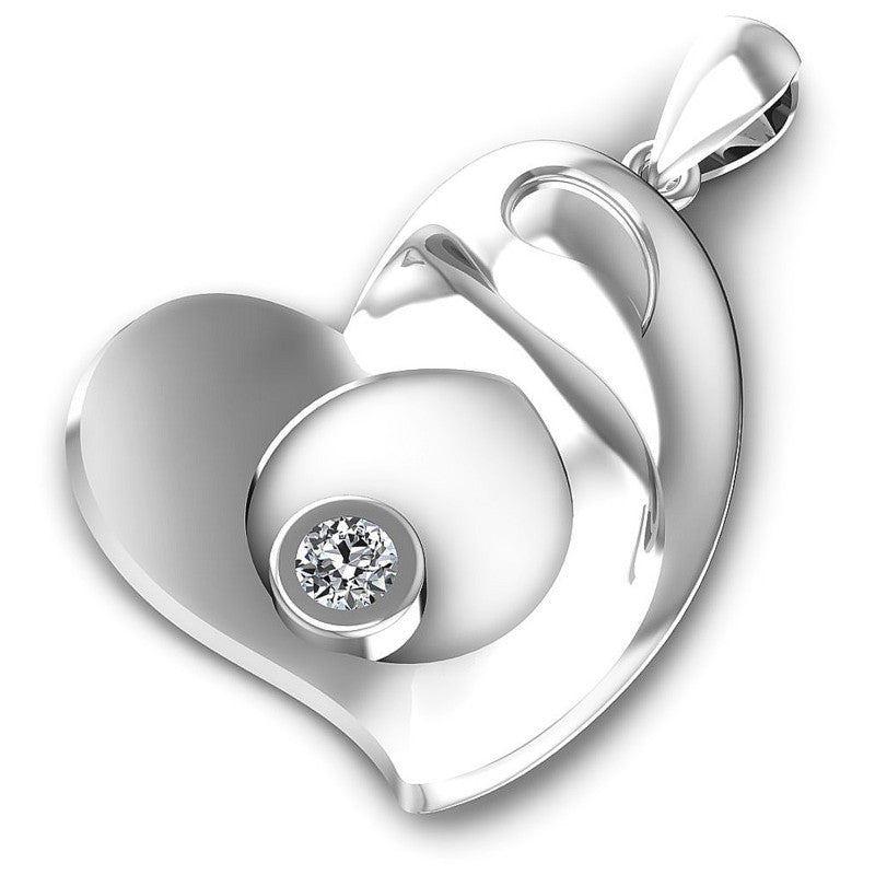 Round Diamonds 0.10CT Heart Pendant in 14KT Rose Gold