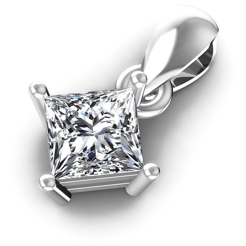 Princess Diamonds 0.35CT Solitaire Pendant in 14KT Rose Gold