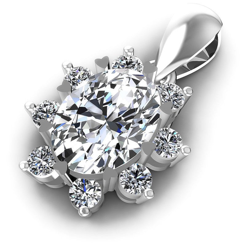 Round And Oval Cut Diamonds Fashion Pendant in 14KT Rose Gold