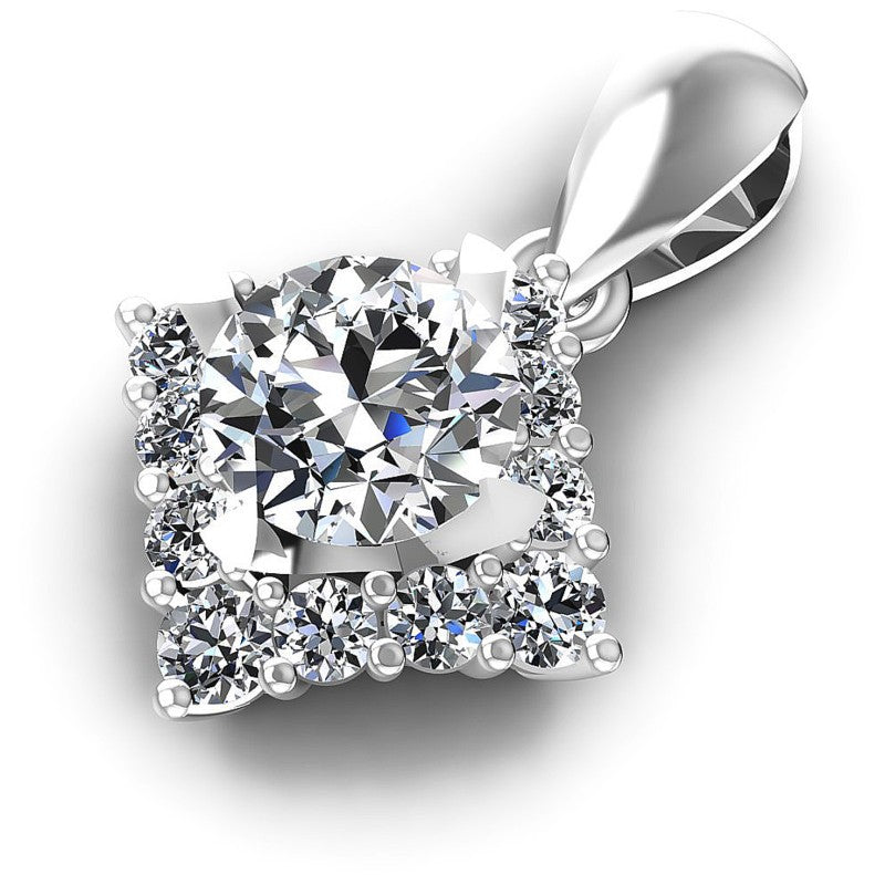 Round Diamonds 0.55CT Halo Pendant in 14KT Rose Gold