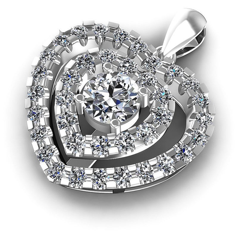 Round Diamonds 1.60CT Heart Pendant in 14KT Rose Gold