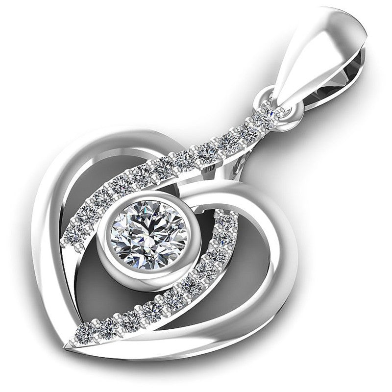 Elegant Round Diamonds 0.35CT Heart Pendant