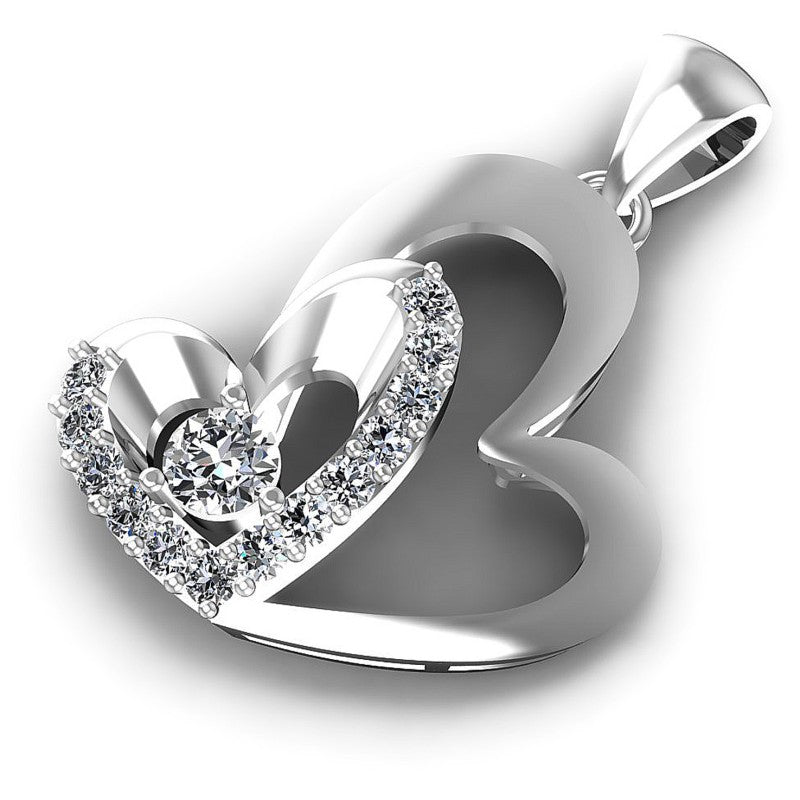 Exceptional Round Diamonds 0.45CT Heart Pendant