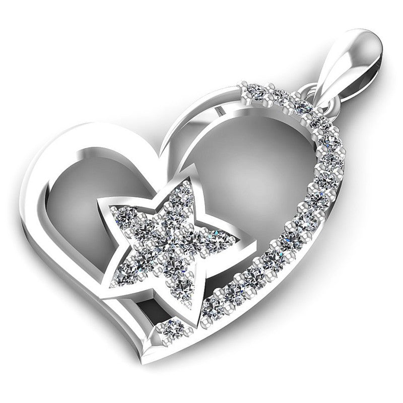 Round Diamonds 0.25CT Heart Pendant in 14KT Rose Gold