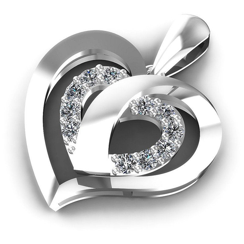 Round Diamonds 0.65CT Heart Pendant in 14KT Rose Gold