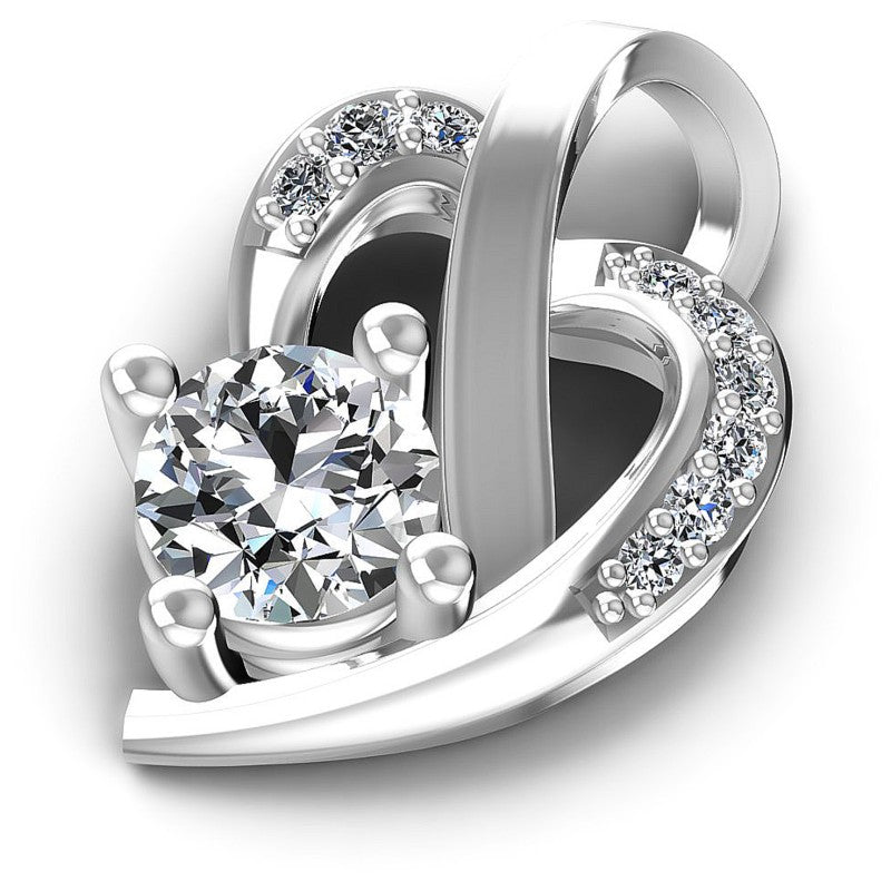 Round Diamonds 0.65CT Heart Pendant in 14KT Rose Gold