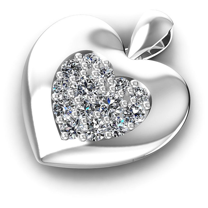 Round Diamonds 0.45CT Heart Pendant in 14KT Rose Gold