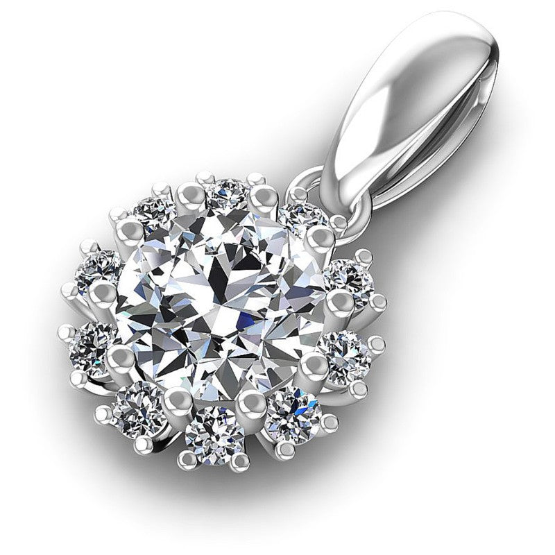 Round Diamonds 0.65CT Halo Pendant in 14KT Rose Gold
