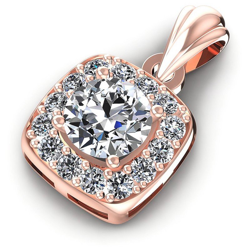 Round Diamonds 0.50CT Halo Pendant in 18KT Rose Gold
