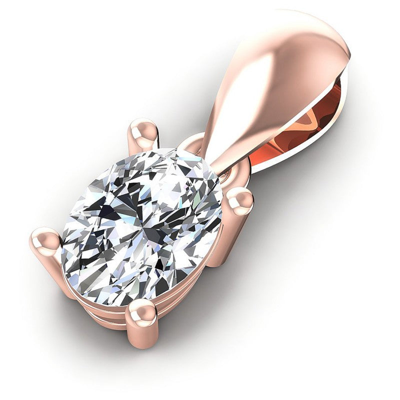 Oval Diamonds 0.35CT Solitaire Pendant in 18KT Rose Gold