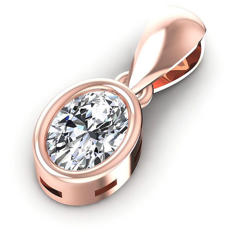 Oval Diamonds 0.35CT Solitaire Pendant in 18KT Rose Gold