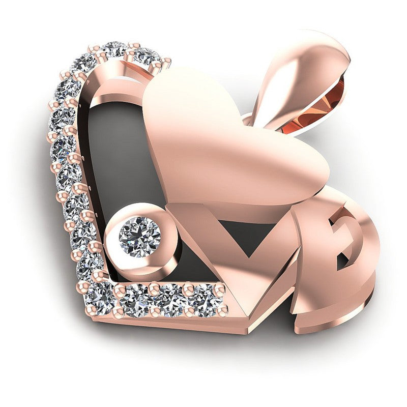Charming Round Diamonds 0.25CT Heart Pendant