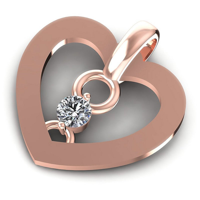 Round Diamonds 0.10CT Heart Pendant in 18KT Rose Gold