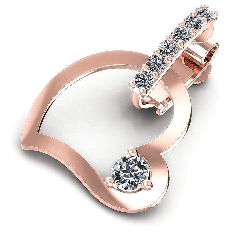 Round Diamonds 0.20CT Heart Pendant in 18KT Rose Gold