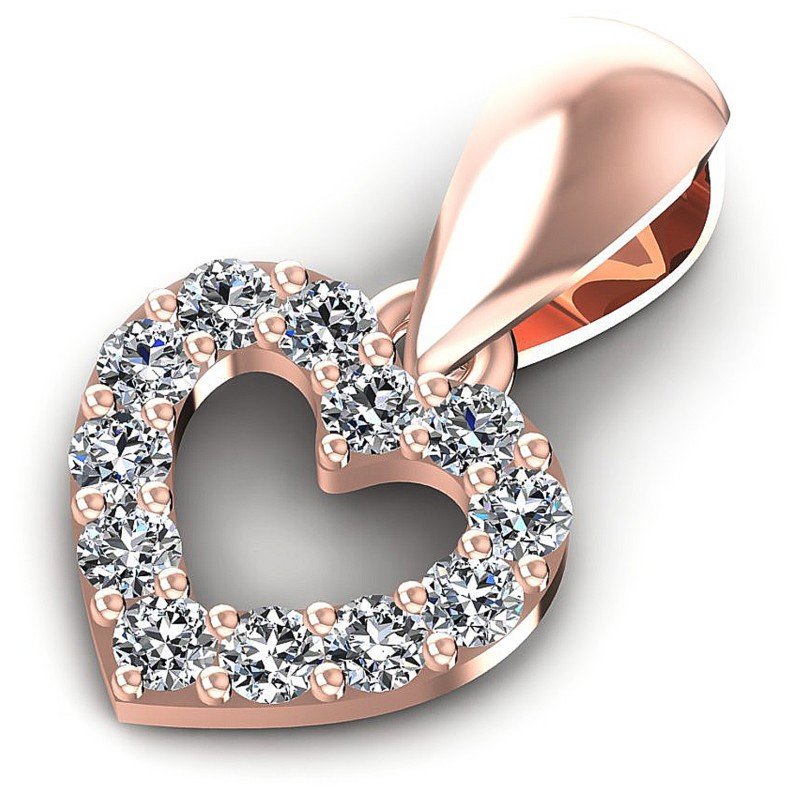 Embellished Round Diamonds 0.15CT Heart Pendant