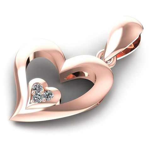 Round Diamonds 0.05CT Heart Pendant in 18KT Rose Gold