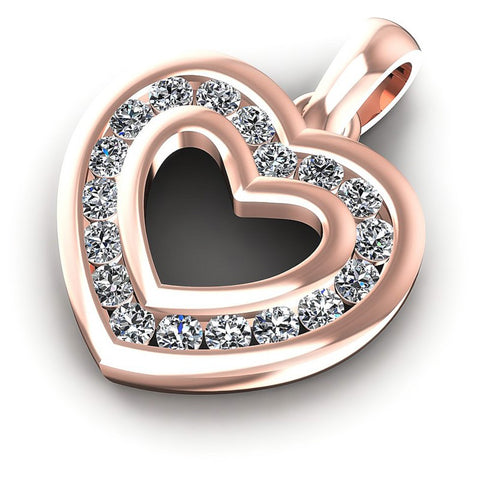 Round Diamonds 0.20CT Heart Pendant in 18KT Rose Gold
