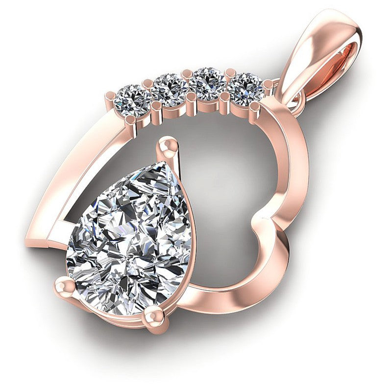 Incredible Round and Pear Diamonds 1.00CT Heart Pendant