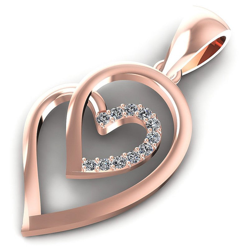 Round Diamonds 0.10CT Heart Pendant in 18KT Rose Gold