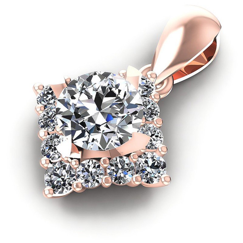 Round Diamonds 0.55CT Halo Pendant in 18KT Rose Gold