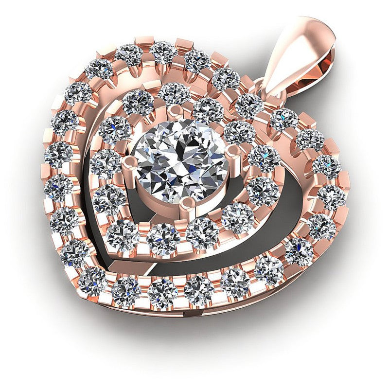 Elegant Round Diamonds 1.60CT Heart Pendant