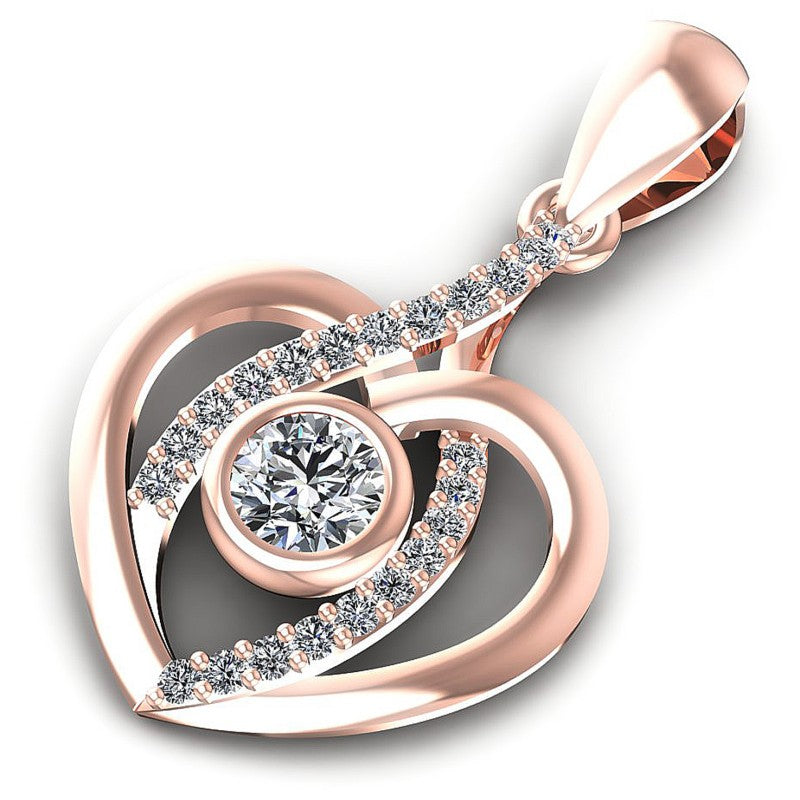 Elegant Round Diamonds 0.35CT Heart Pendant
