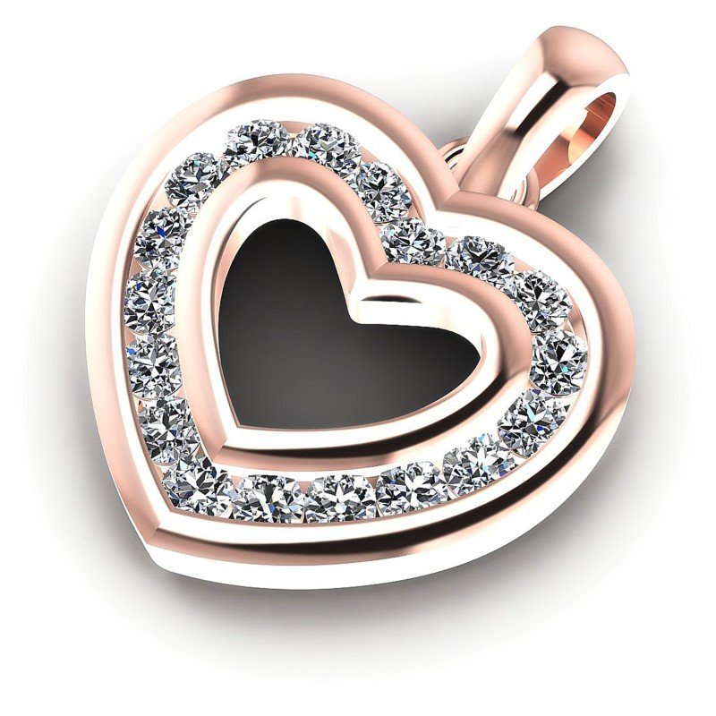 Round Diamonds 0.25CT Heart Pendant in 18KT Rose Gold